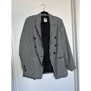 SO Black & White Gingham Double‎ Breasted Blazer Jacket, Size XL, EUC